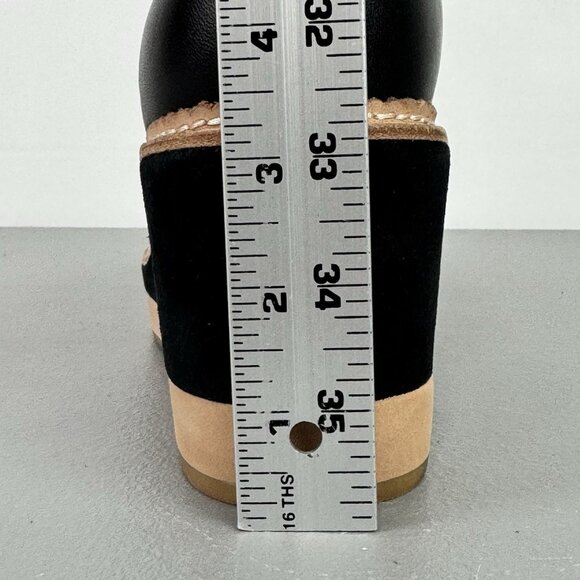 Kate Spade Willow Wedge Bootie Platform Suede Leather Shearling Black Women 9.5B - Picture 13 of 15